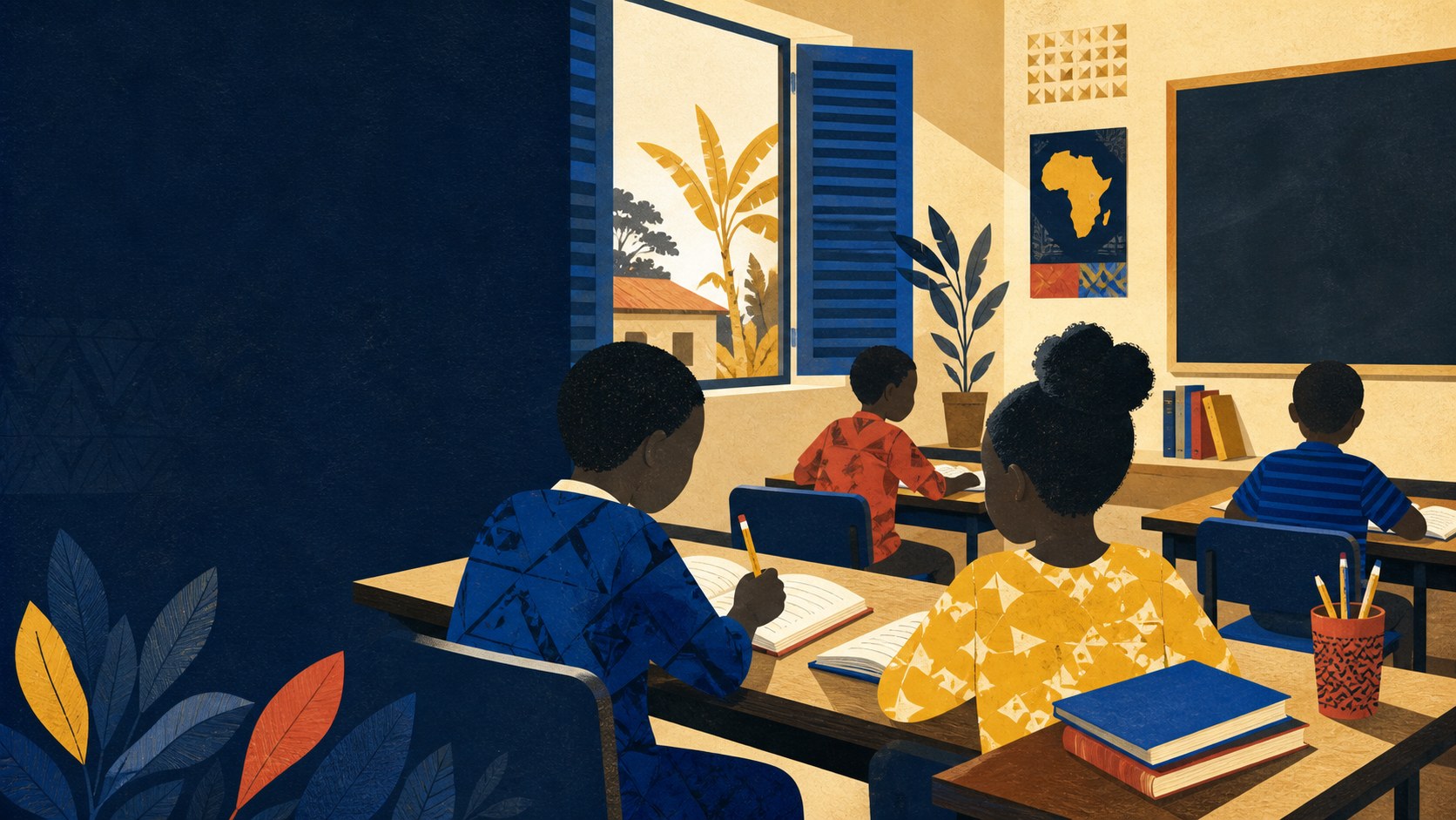 Illustration générée et non représentative d’élèves non identifiables dans une salle de classe